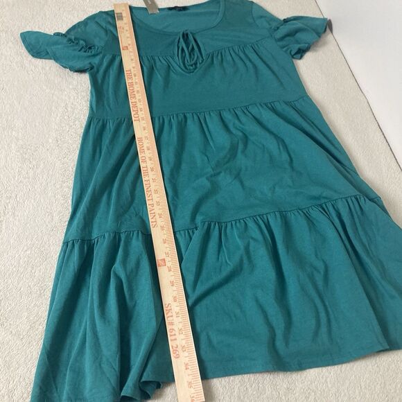 NWT J. Crew Broken-in Jersey Tiered Mini Dress Deep Patina Green Hippie Boho - Picture 10 of 13